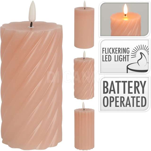 Candela led 7x13cm 3ass rosa - Principale