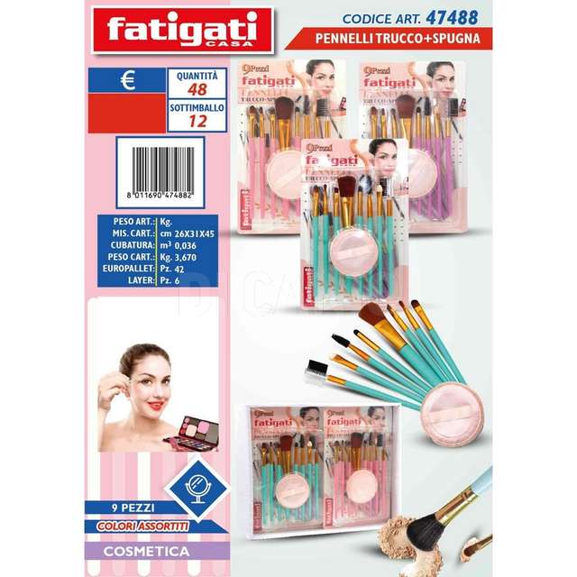 Pennelli trucco+spugna 9pz - Principale