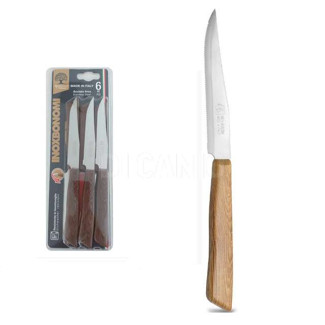 Blister 6 pz. coltello bistecca tipo legno fango bonomi - Principale