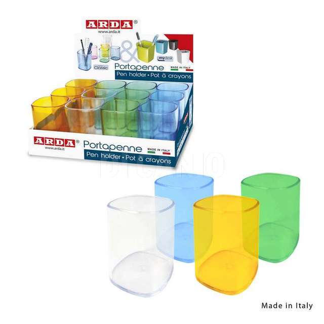 Portapenne trasparente colori assortiti. arda - Principale