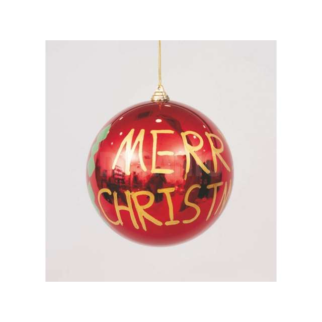 Sfera rossa met.mm.200 merry xmas scritte oro/verde in bst - Principale