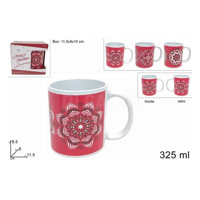 Tazzone 325ml con decoro maiolica natalizio 3 ass. - Principale