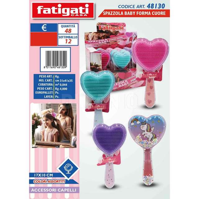 Spazzola baby forma cuore con palli - Principale