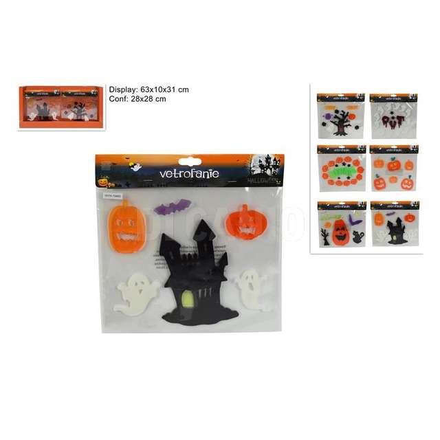 Vetrofania halloween con zucche assortite - Principale