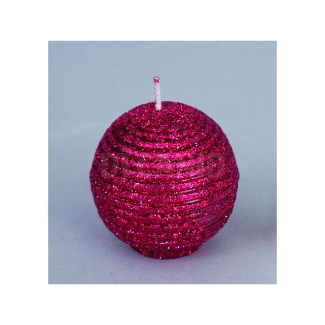 Candela sfera mm.60 rigata rossa glitter - Principale