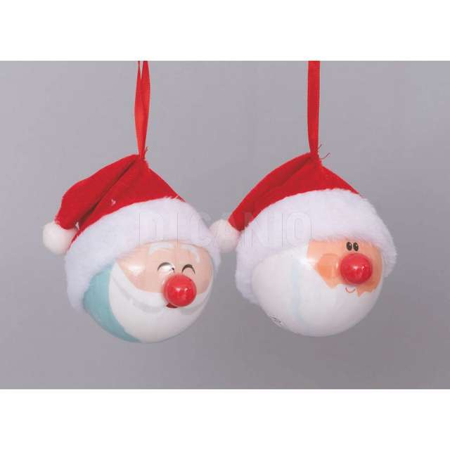 Sfera babbo pvc mm.80 con viso naso rosso e cappello 2mod.ass. - Principale