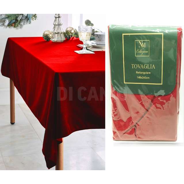 Tovaglia 140x240cm. velluto rosso - Principale
