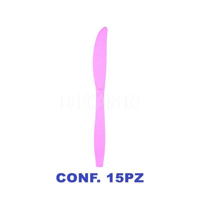 Coltelli plastica riutilizzabile 15 pz fucsia - Principale