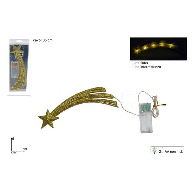 Stella cometa oro 19 cm.. con luce batteria - Principale