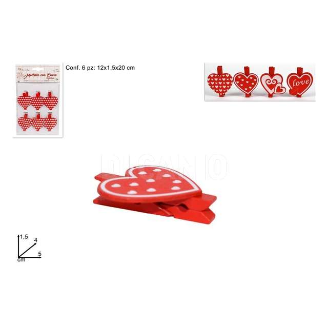 Set 6 pz mollette con cuore 4 assortite - Principale