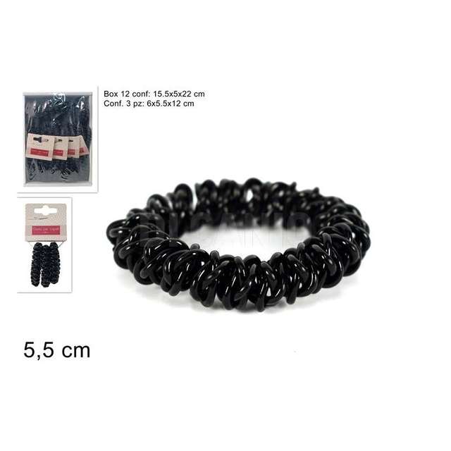Set 3 pz elastici capelli intrecciati neri cm.5.5 - Principale