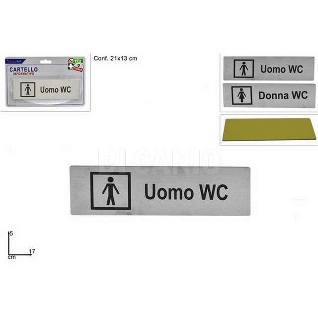 Targhetta acciaio adesiva uomo-donna wc due esse - Principale