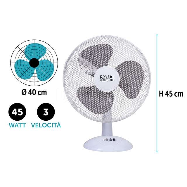 Ventilatore da tavolo d40 45w biancorigio - Principale