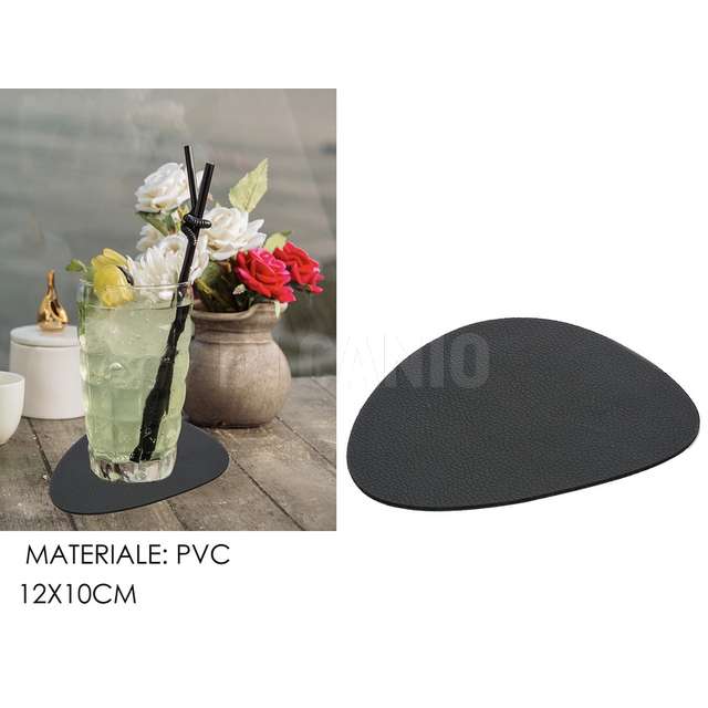 Set 4 sottobicchieri decoro pietra nero - Principale