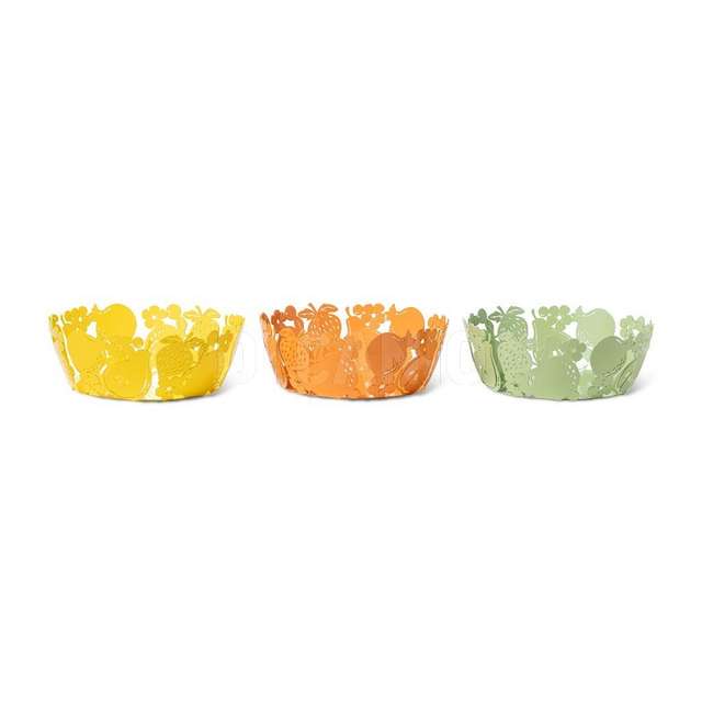 Cestino in metallo decorato d.20xh.7 cm colori assortiti - Principale