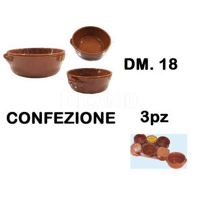Conf. 3 tegamini terracotta cm.18 - Principale