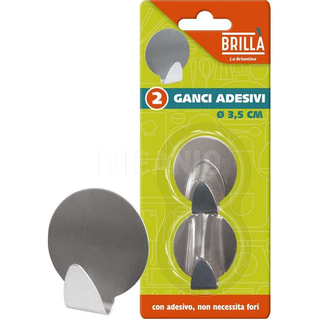 Gancio adesivo rotondi inox 2pz la briantina - Principale