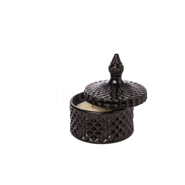 Vasetto vetro con cera dm.10.5 h.13 black - Principale