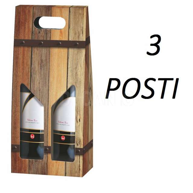 Scatola cartone vino colore rovere goffrato 3 posti fag.-c3-14-19- - Principale