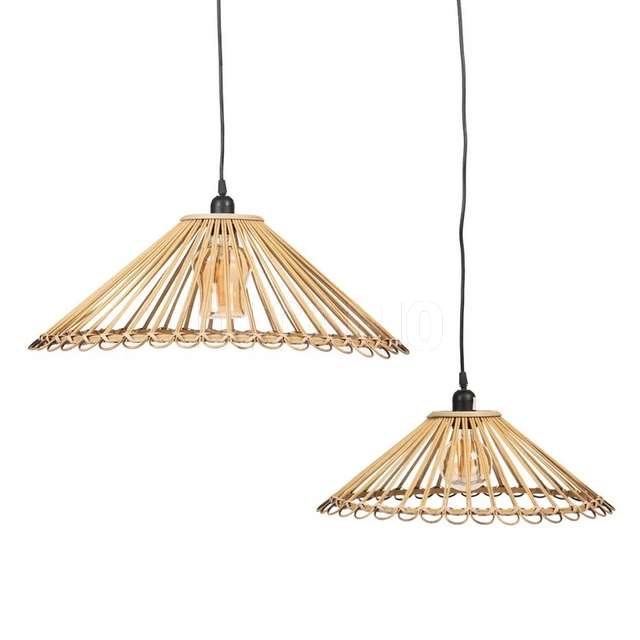 Set 2 lampada a soffitto naturale bambu grande 57x57x20,5 piccola 44x44x15,5cm - Principale