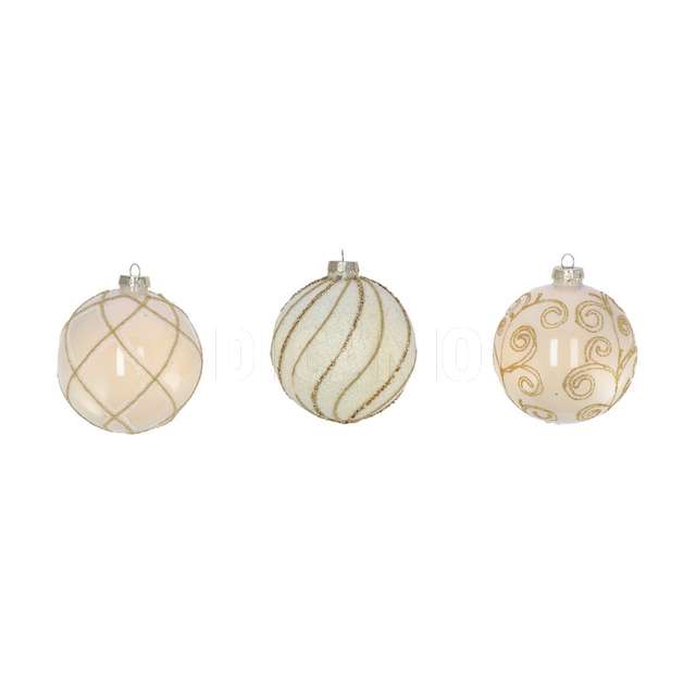 Pallina natale vetro oro bianco ass. d10 - Principale