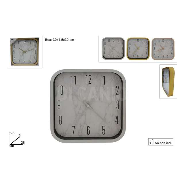 Orologio quadrato da muro effetto marmo3 colori - Principale