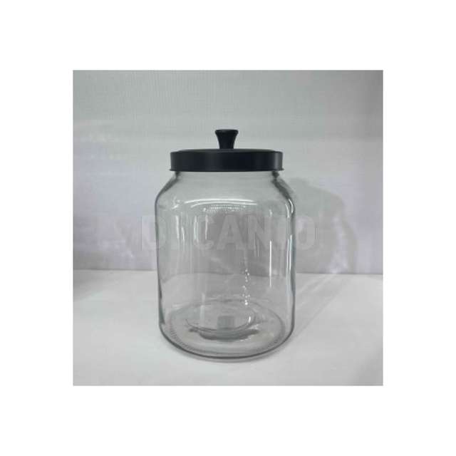 Barattolo vetro rotondo con tappo metallo nero cm. 23x16 - Principale