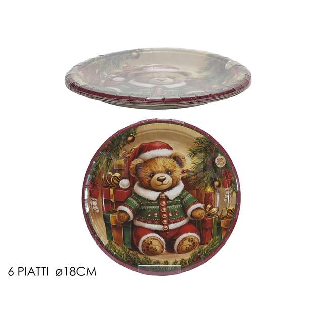Set 6 piatti con orso 18cm - Principale
