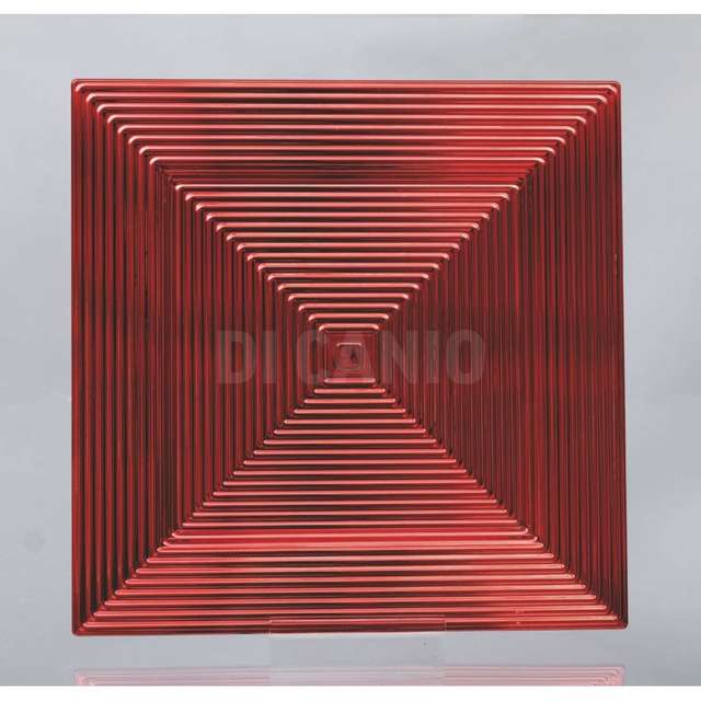 Piatto plastica quadrato cm.33 rosso riigato metallizzato - Principale