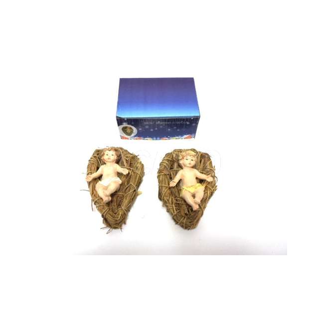 Gesu bambino cm.11 con culla cm.14,5 2col - Principale