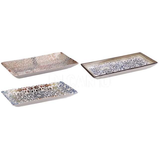 Vassoio rettangolare ceramica 3 colori cm.27x13x3 - Principale