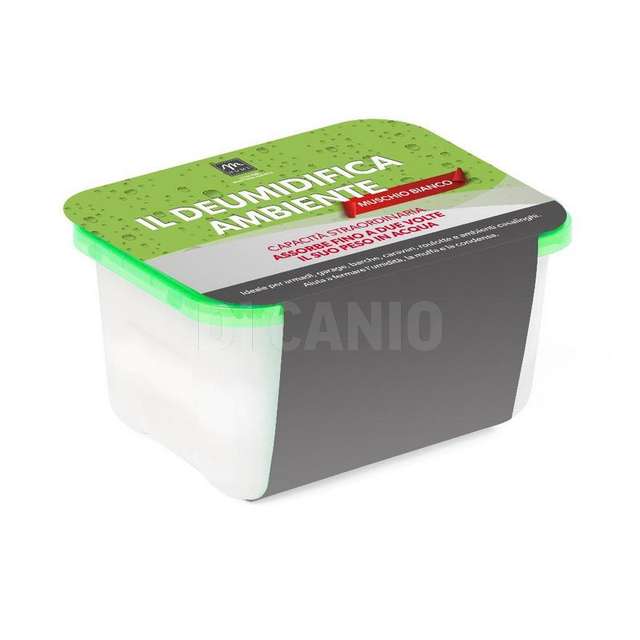 Deumidificatore muschio bianco in plastica con calciocloruro diidratato per inte - Principale