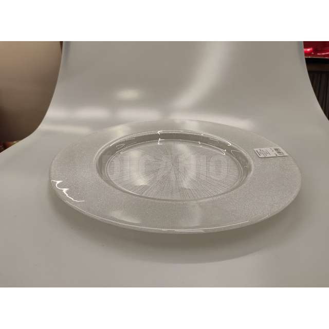 Sottopiatto tondo falda in vetro radiuscm.33x2.3 madreperla - Principale