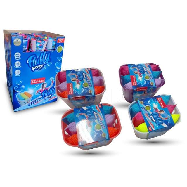 Spugna fluffy sponge in cestino 3pz - Principale