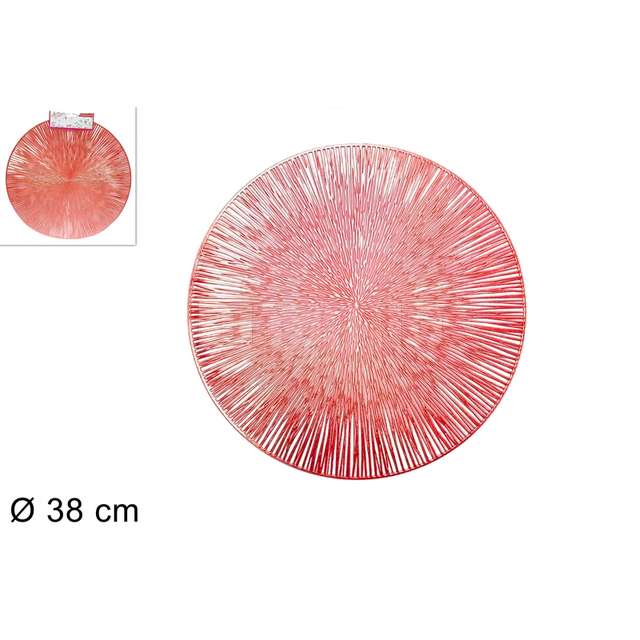 Tovaglietta tonda diam 38 cm. decorata rosso - Principale