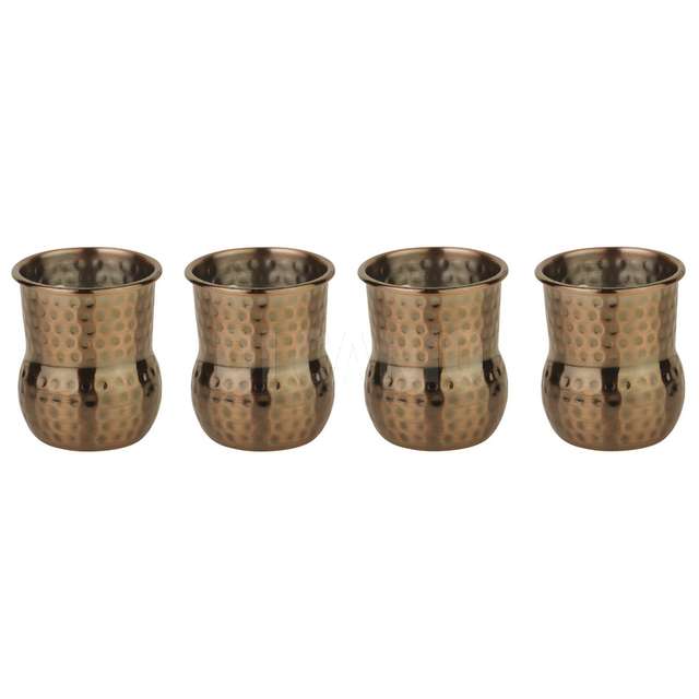 Mini tazza ml 60 conf. 4 pz inox rame martellato antique paderno - Principale