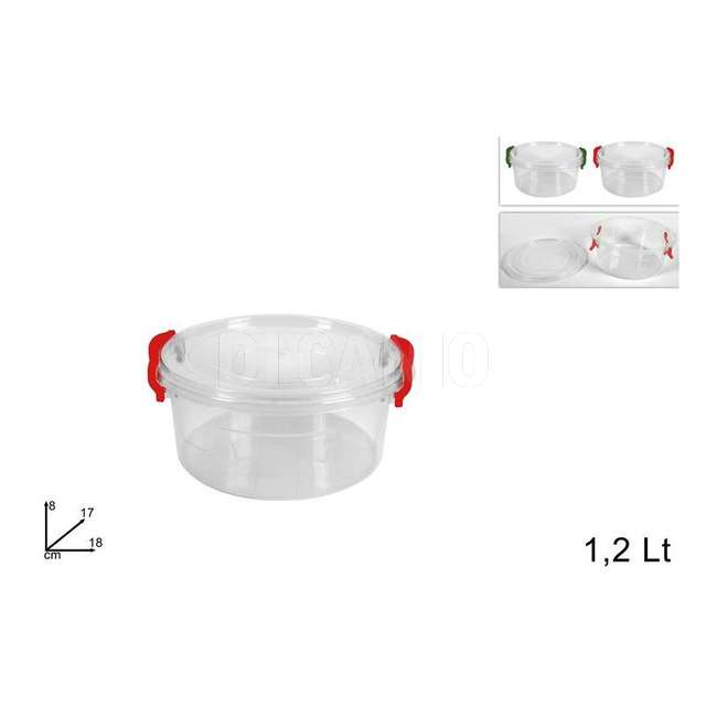 Contenitore tondo 1.2 lt. c_coperchio c_ganci 4 colori - Principale