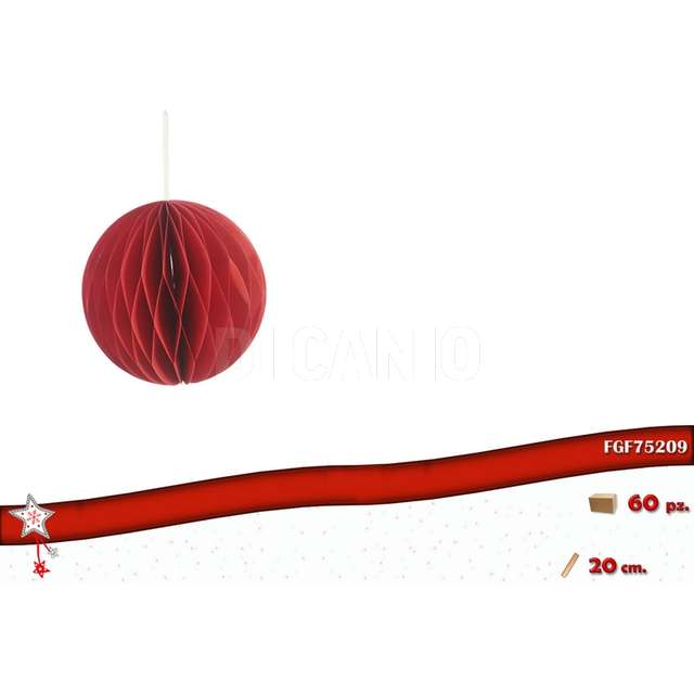 Decorazioni carta mod. sfera col. rosso cm 20 - Principale