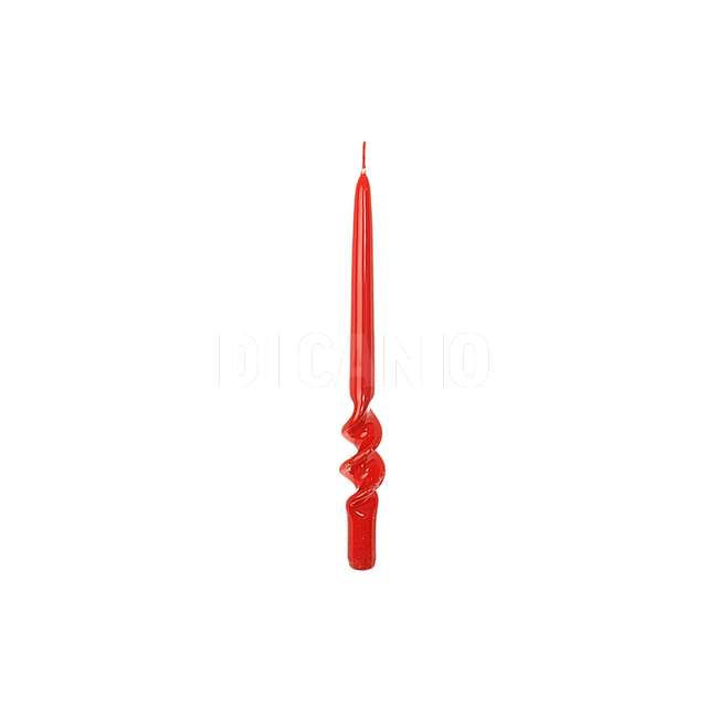 Candela spirale rossa lucida in cera gr. d.2,2xh.29 cm - Principale
