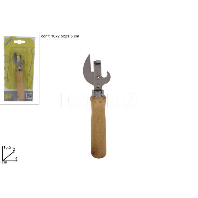 Apriscatole - apribottiglia con manico legno - Principale