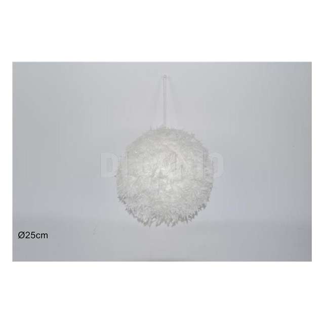 Palla con piume 25cm bianco - Principale