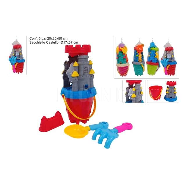Secchiello castello 17cm con mulino set 5pz accessori ass - Principale