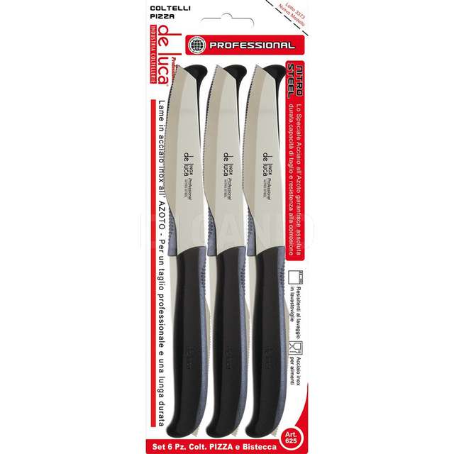 Set 6 pz coltelli professional manico nero deluca - Principale