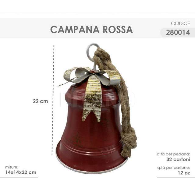 Campana rossa 14x14x22cm - Principale
