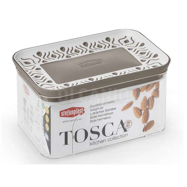 Barattolo rettangolare tosca 0,7lt bianco tortora chiaro plus stefan - Principale