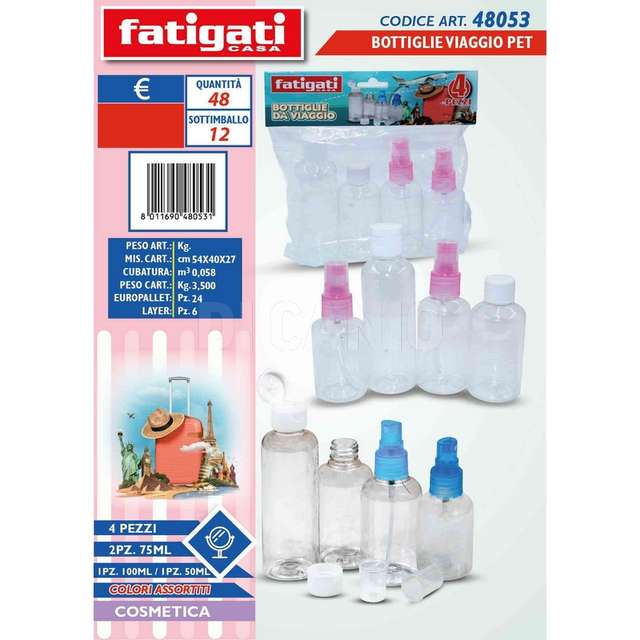 Bottiglie viaggio 4pz pet - Principale