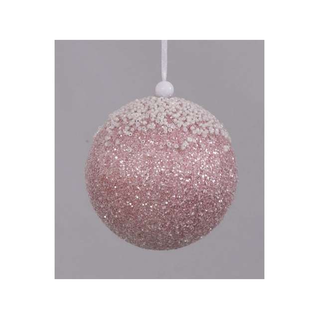 Display sfera mm.100 rosa con glitter e corallini - Principale