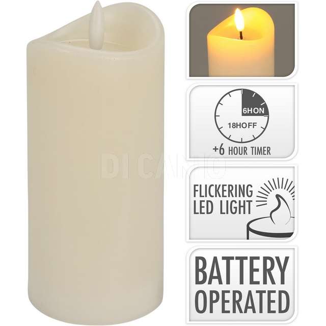 Candela avorio led 7x15cm - Principale