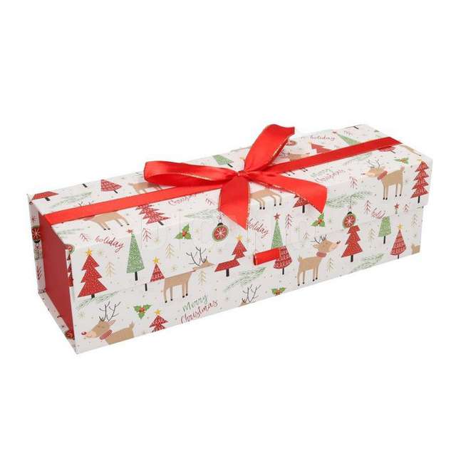 Scatola cassetta vino cartone bianco rosso rettangolare cm.34x10,3h9,5 - Principale