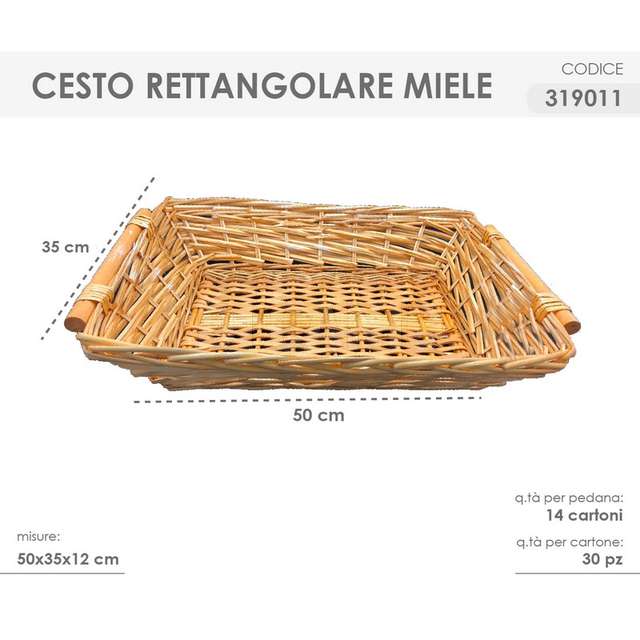 Cesto rettangolare miele 50x35x12cm - Principale